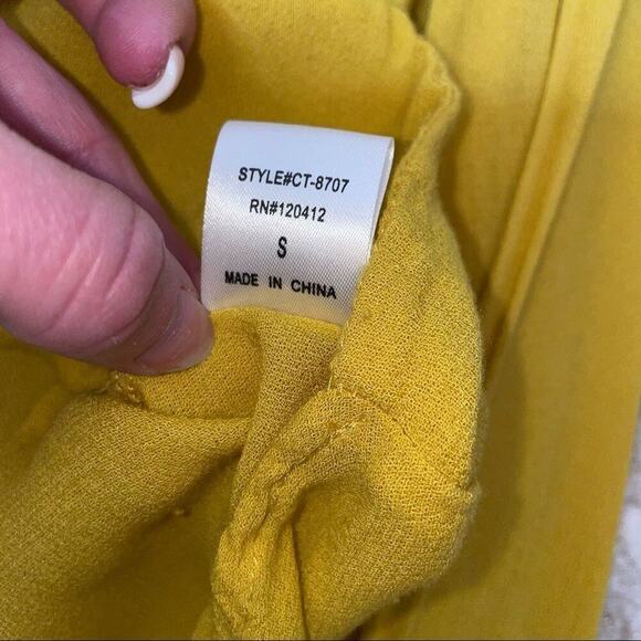 Cotton Candy yellow wrap flutter sleeve blouse SZ SM - Picture 8 of 8
